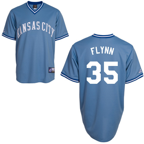 Brian Flynn #35 mlb Jersey-Kansas City Royals Women's Authentic Road Blue Baseball Jersey